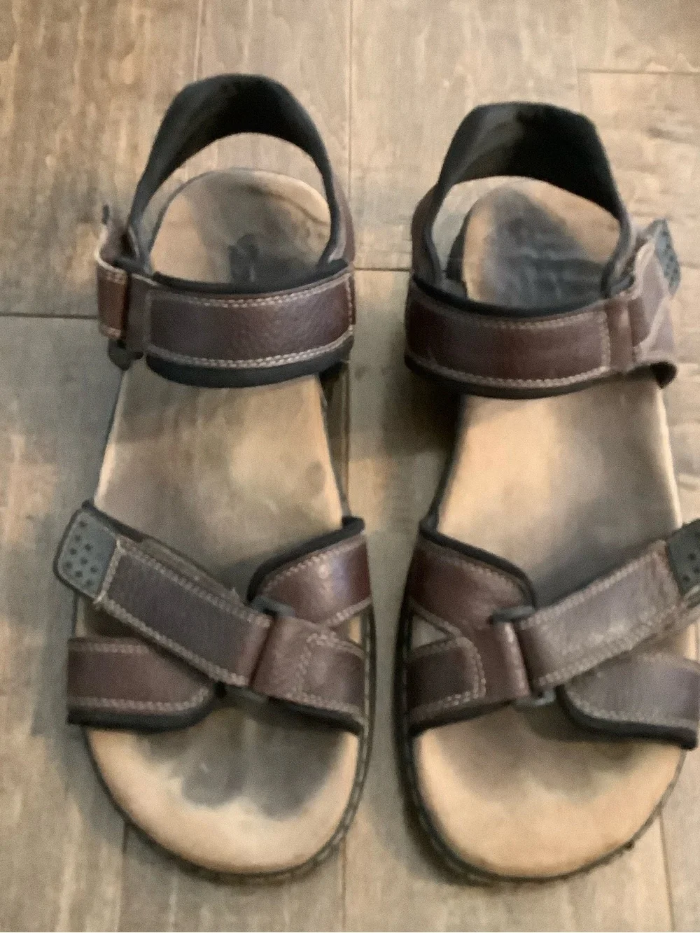 Men's Brown Leather Adjustable Strap Sandals